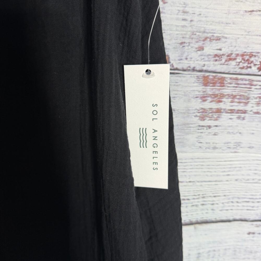 Sol Angeles Women M/L Black Gauze Midi Dress Tie Back Adjustable Straps NWT - Picture 3 of 7
